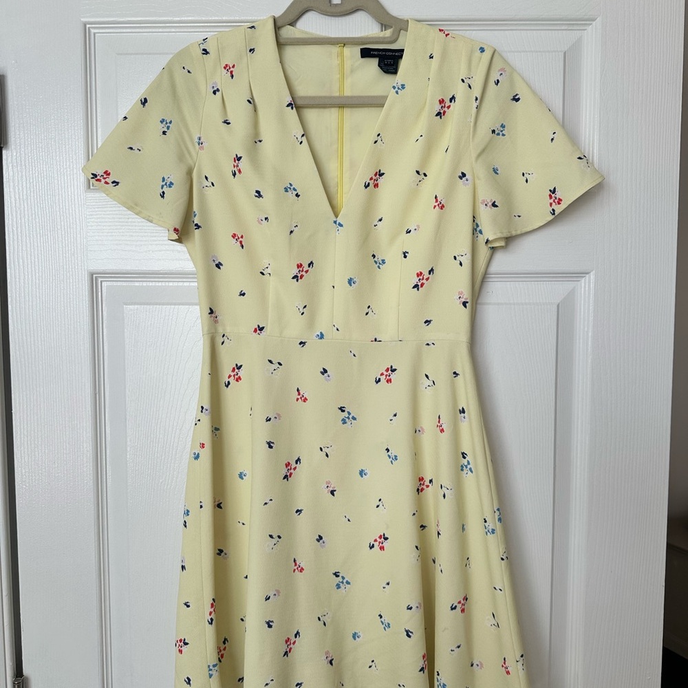 French Connection Yellow Flutter Sleeve Midi Dress